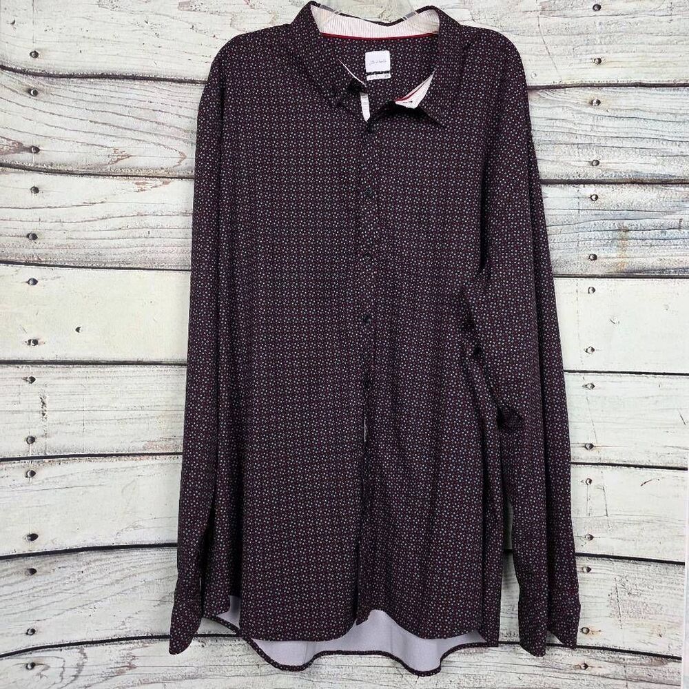JZ Hall Athletic Button Down Shirt Black Red XL